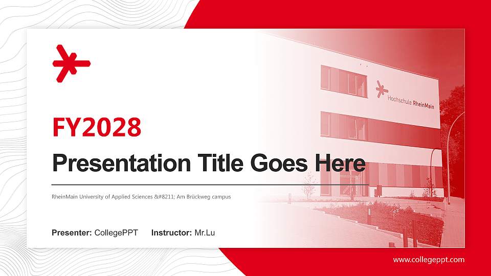 RheinMain University of Applied Sciences – Am Brückweg campus Academic Presentation/Research Findings Report PPT Template16:9 ratio PPT effect preview image