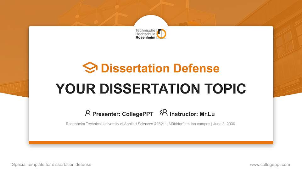Rosenheim Technical University of Applied Sciences – Mühldorf am Inn campus Graduation Thesis Defense PPT Template16:9 ratio PPT effect preview image