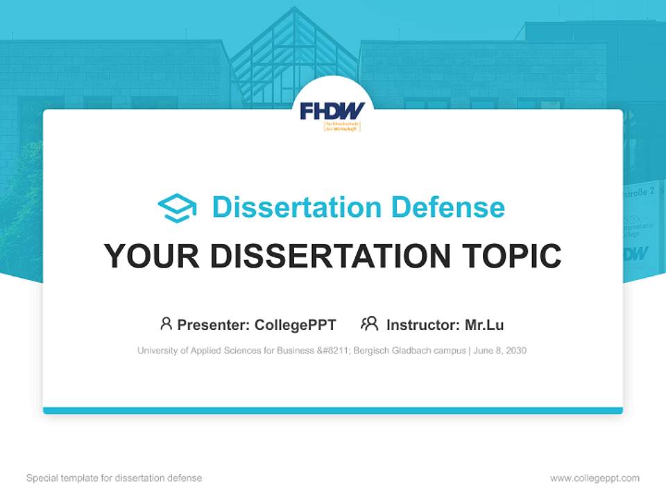 University of Applied Sciences for Business – Bergisch Gladbach campus Graduation Thesis Defense PPT Template4:3 ratio PPT effect preview image7