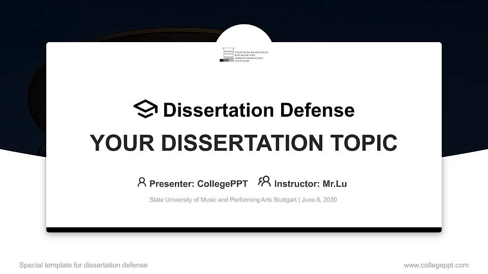 State University of Music and Performing Arts Stuttgart Graduation Thesis Defense PPT Template16:9 ratio PPT effect preview image