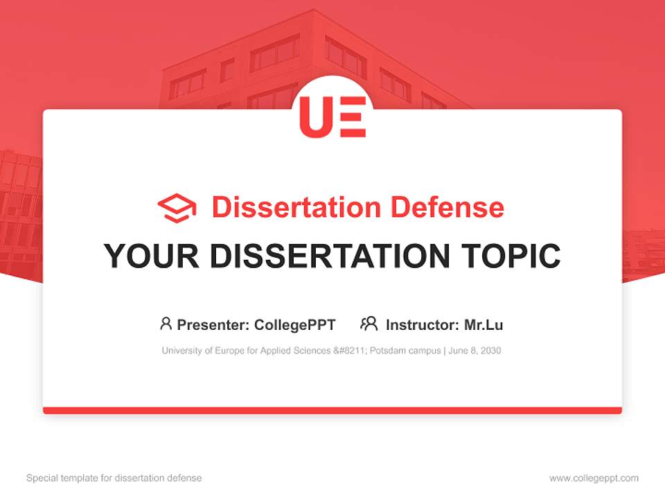 University of Europe for Applied Sciences – Potsdam campus Graduation Thesis Defense PPT Template4:3 ratio PPT effect preview image7