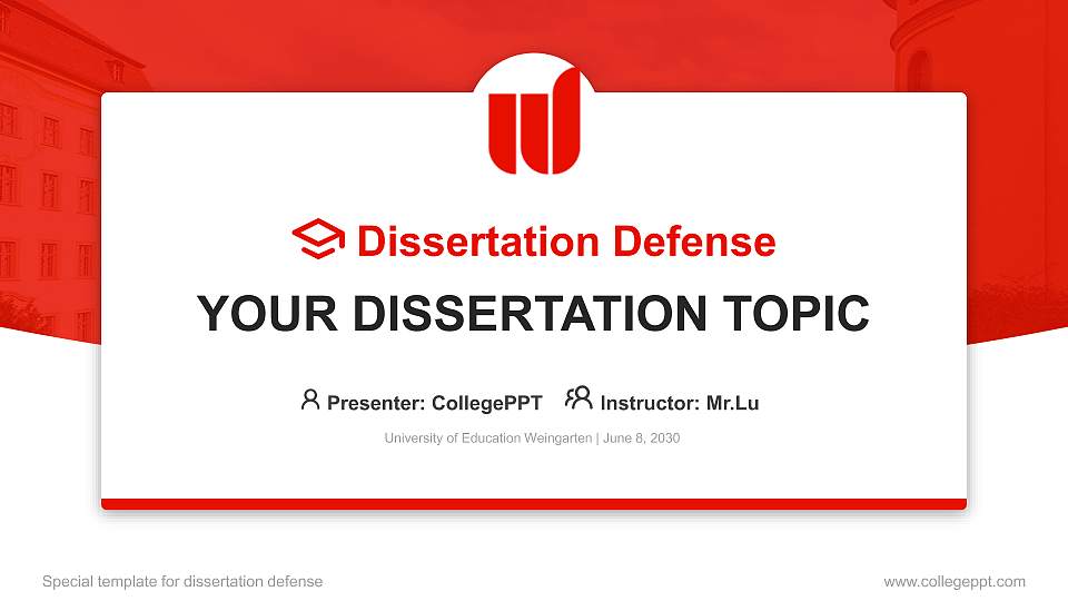 University of Education Weingarten Graduation Thesis Defense PPT Template16:9 ratio PPT effect preview image