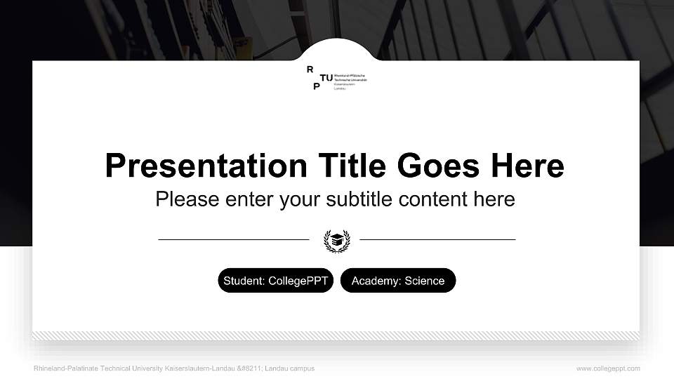 Rhineland-Palatinate Technical University Kaiserslautern-Landau – Landau campus National Scholarship Defense PPT Template16:9 ratio PPT effect preview image