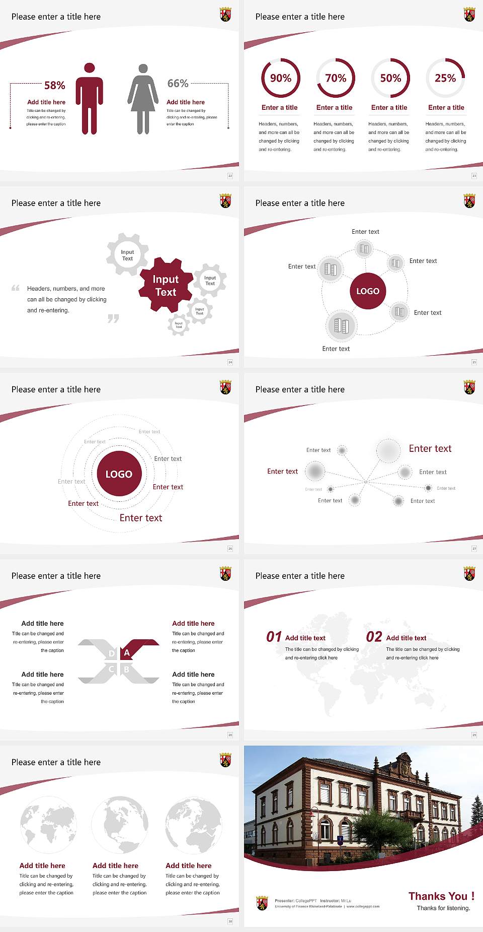 University of Finance Rhineland-Palatinate Course/Courseware Creation PPT Template4:3 ratio PPT effect preview image4