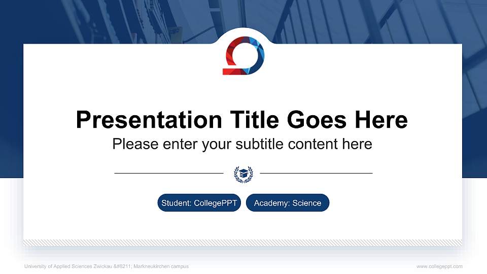 University of Applied Sciences Zwickau – Markneukirchen campus National Scholarship Defense PPT Template16:9 ratio PPT effect preview image