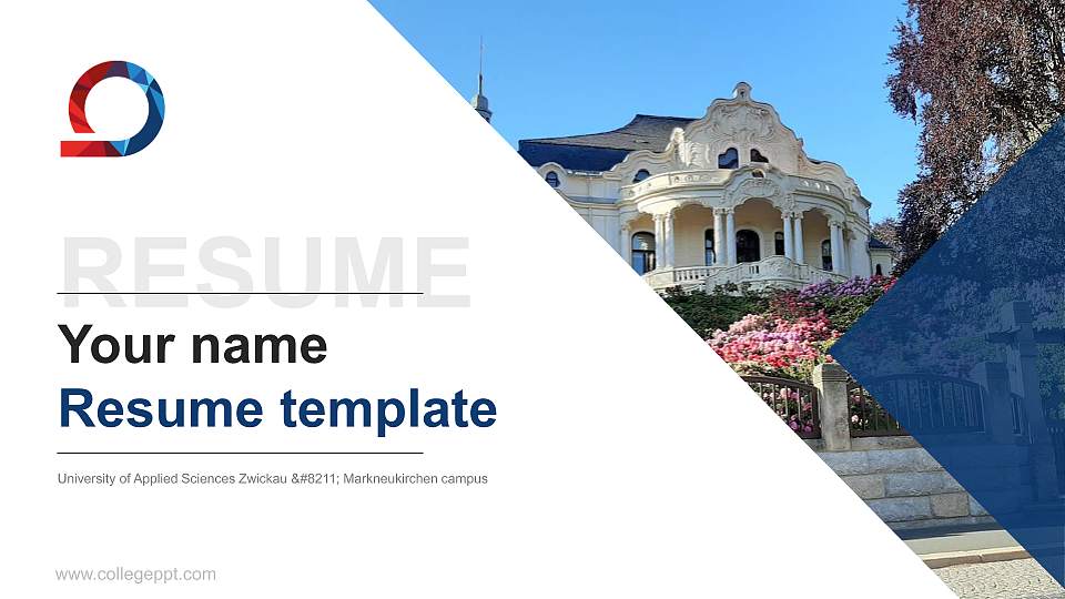 University of Applied Sciences Zwickau – Markneukirchen campus Resume PPT Template16:9 ratio PPT effect preview image
