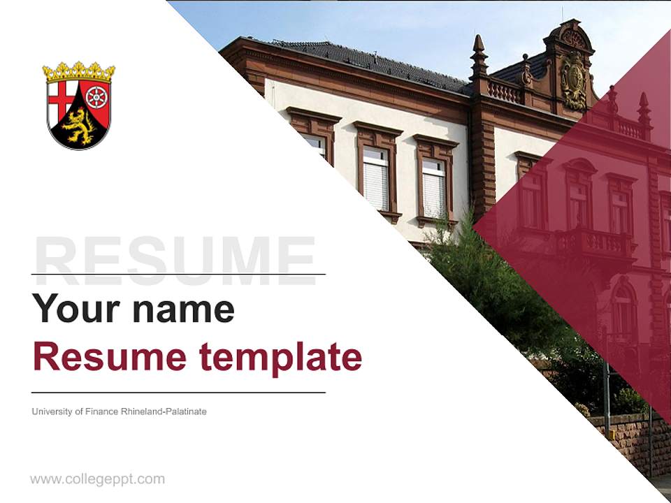 University of Finance Rhineland-Palatinate Resume PPT Template4:3 ratio PPT effect preview image5