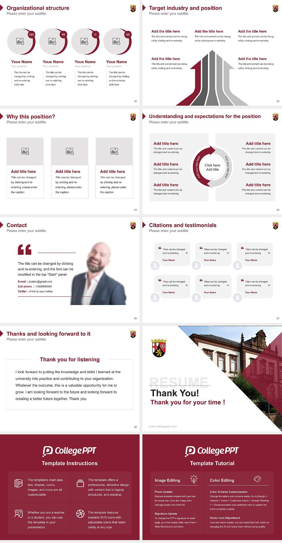 University of Finance Rhineland-Palatinate Resume PPT Template4:3 ratio PPT effect preview image4