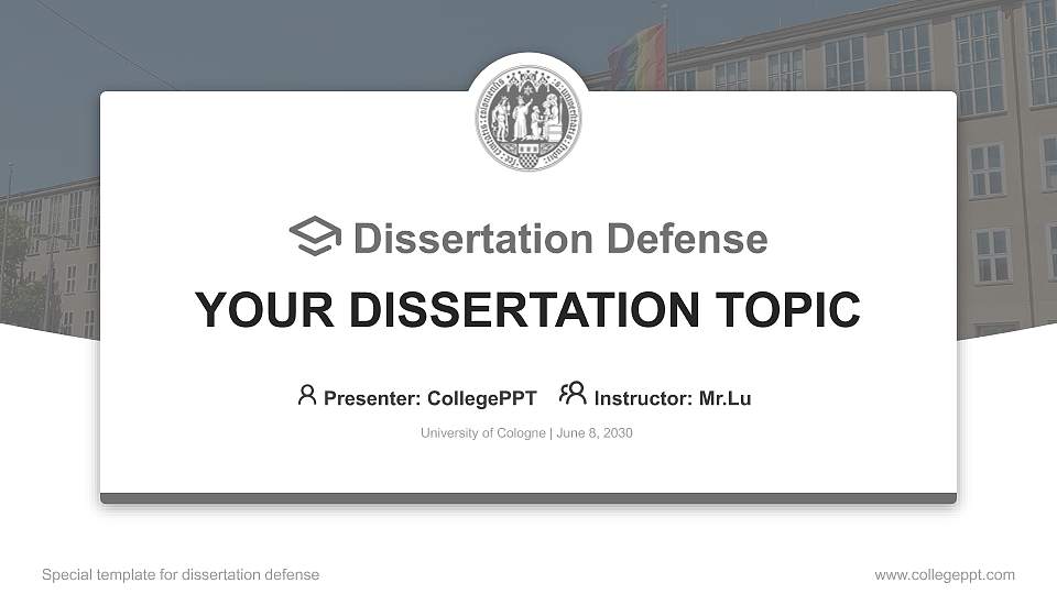 University of Cologne Graduation Thesis Defense PPT Template16:9 ratio PPT effect preview image
