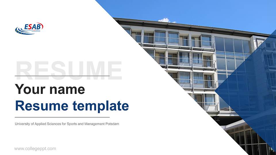University of Applied Sciences for Sports and Management Potsdam Resume PPT Template16:9 ratio PPT effect preview image