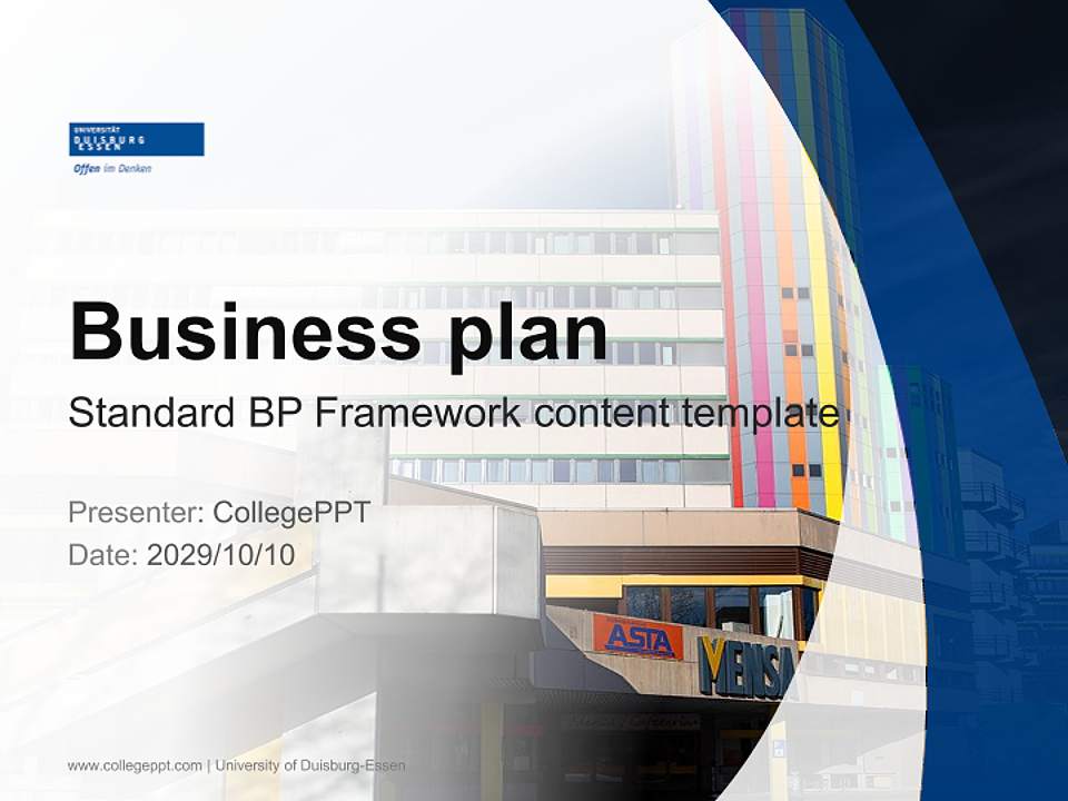 University of Duisburg-Essen Competition/Entrepreneurship Contest PPT Template4:3 ratio PPT effect preview image9