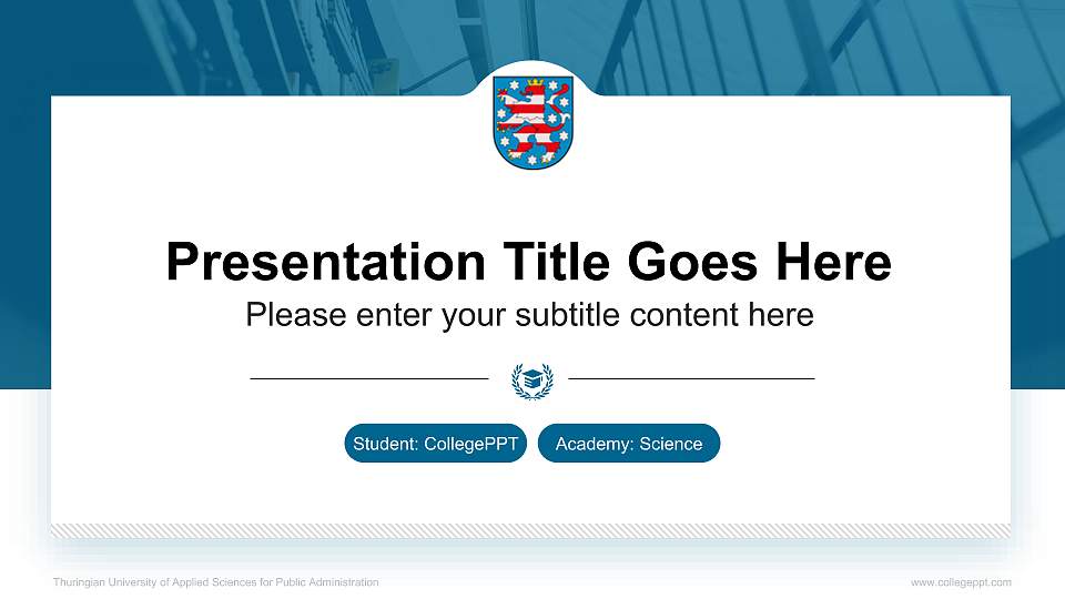 Thuringian University of Applied Sciences for Public Administration National Scholarship Defense PPT Template16:9 ratio PPT effect preview image