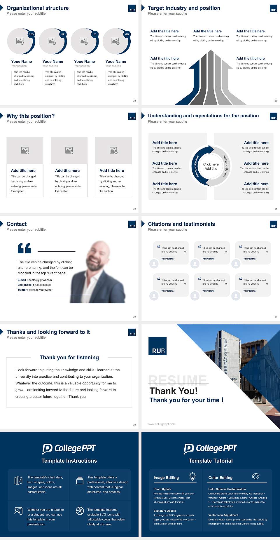 Ruhr University Bochum Resume PPT Template4:3 ratio PPT effect preview image4