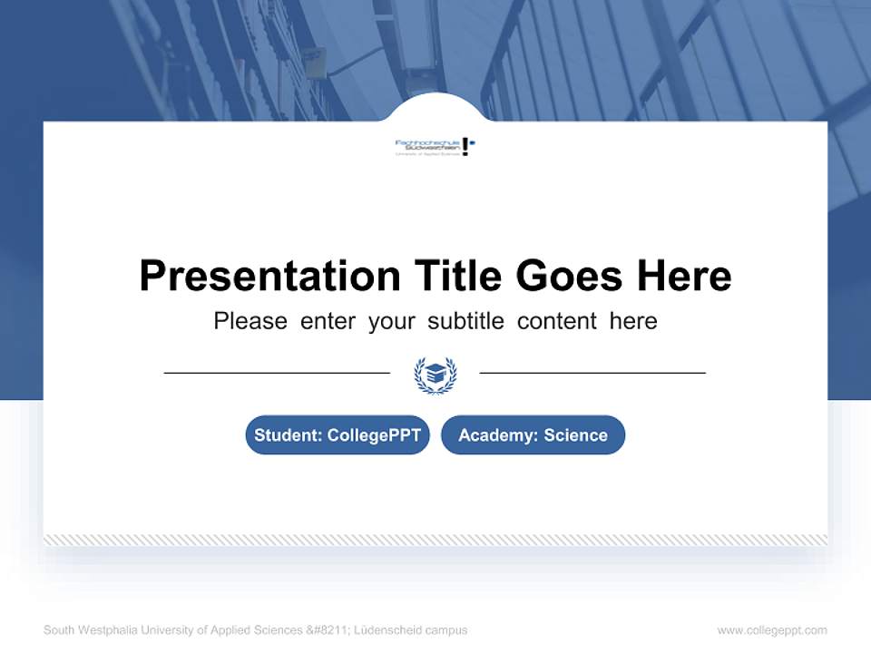 South Westphalia University of Applied Sciences – Lüdenscheid campus National Scholarship Defense PPT Template4:3 ratio PPT effect preview image4