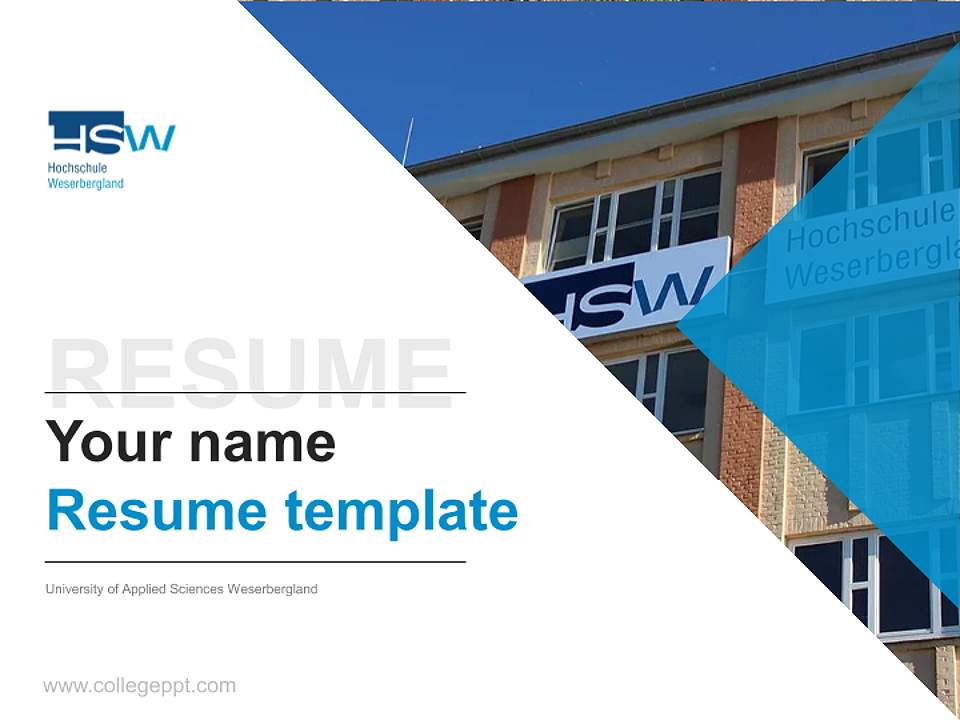 University of Applied Sciences Weserbergland Resume PPT Template4:3 ratio PPT effect preview image5