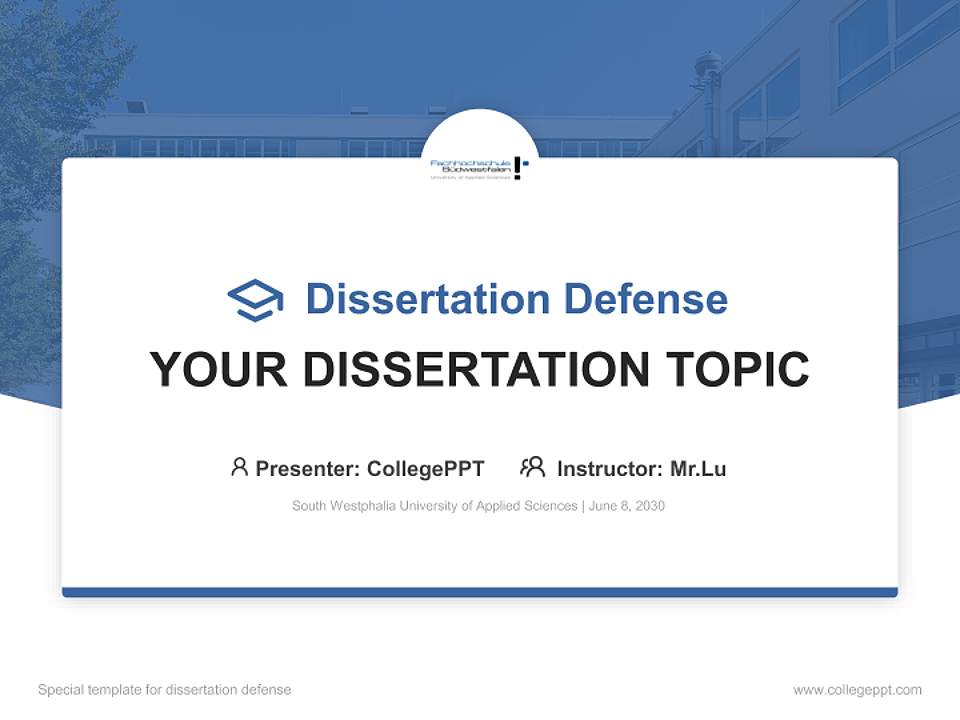 South Westphalia University of Applied Sciences Graduation Thesis Defense PPT Template4:3 ratio PPT effect preview image7