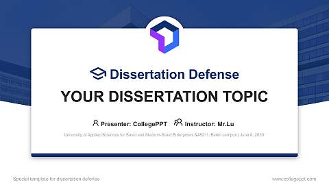 University of Applied Sciences for Small and Medium-Sized Enterprises – Berlin campus Graduation Thesis Defense PPT Template