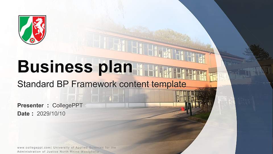 University of Applied Sciences for the Administration of Justice North Rhine-Westphalia Competition/Entrepreneurship Contest PPT Template16:9 ratio PPT effect preview image