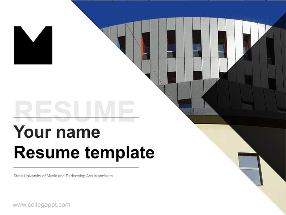State University of Music and Performing Arts Mannheim Resume PPT Template4:3 ratio PPT effect preview image5