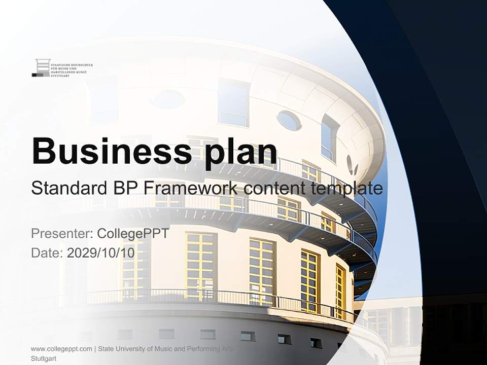 State University of Music and Performing Arts Stuttgart Competition/Entrepreneurship Contest PPT Template4:3 ratio PPT effect preview image9