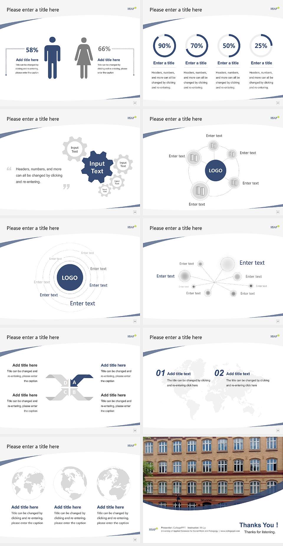 University of Applied Sciences for Social Work and Pedagogy Course/Courseware Creation PPT Template4:3 ratio PPT effect preview image4