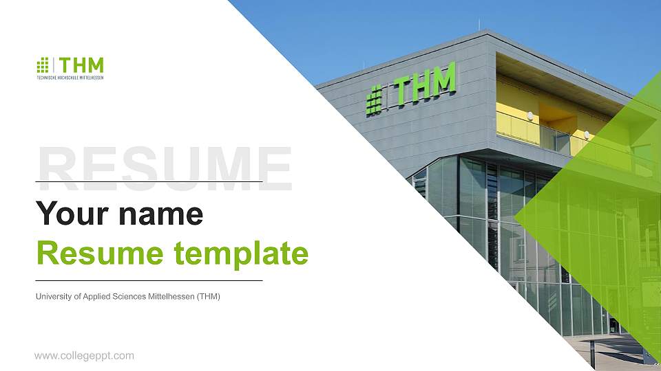 University of Applied Sciences Mittelhessen (THM) Resume PPT Template16:9 ratio PPT effect preview image