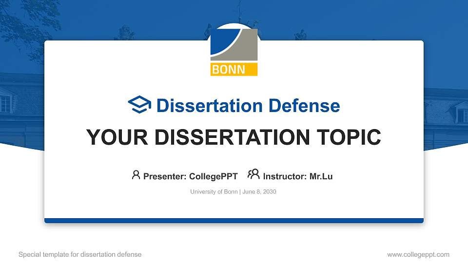 University of Bonn Graduation Thesis Defense PPT Template16:9 ratio PPT effect preview image