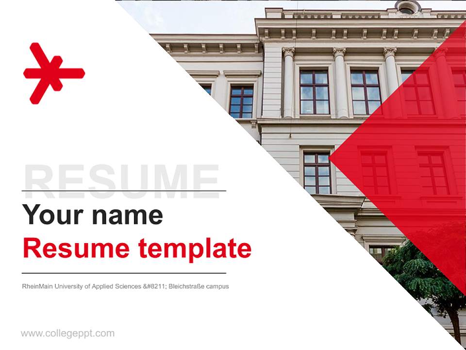 RheinMain University of Applied Sciences – Bleichstraße campus Resume PPT Template4:3 ratio PPT effect preview image5