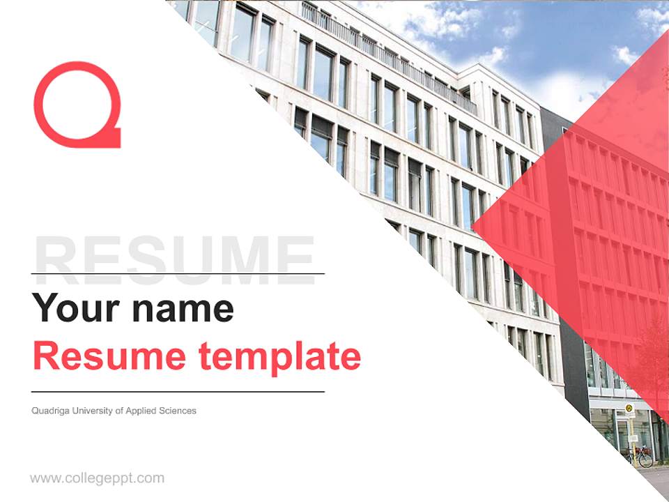 Quadriga University of Applied Sciences Resume PPT Template4:3 ratio PPT effect preview image5