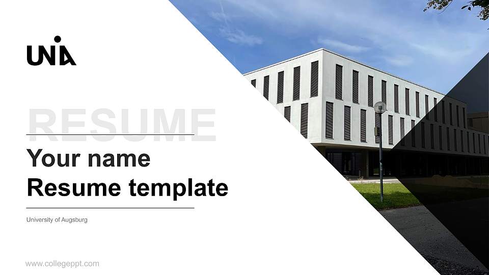 University of Augsburg Resume PPT Template16:9 ratio PPT effect preview image