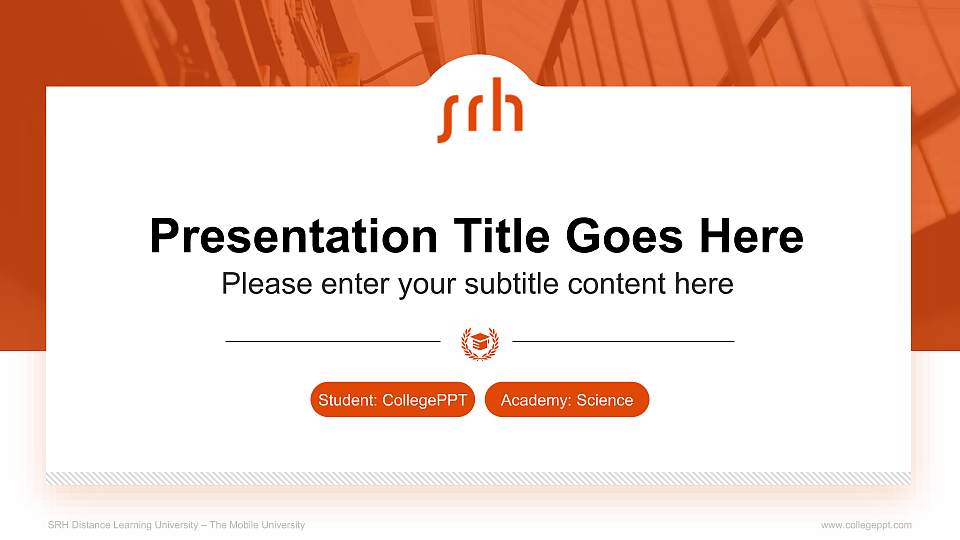 SRH Distance Learning University – The Mobile University National Scholarship Defense PPT Template16:9 ratio PPT effect preview image