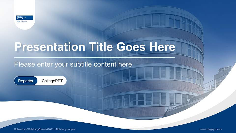 University of Duisburg-Essen – Duisburg campus Lecture Sharing and Networking Event PPT Template16:9 ratio PPT effect preview image