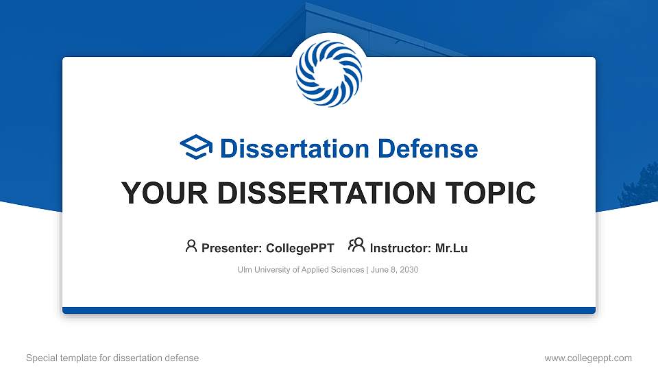 Ulm University of Applied Sciences Graduation Thesis Defense PPT Template16:9 ratio PPT effect preview image