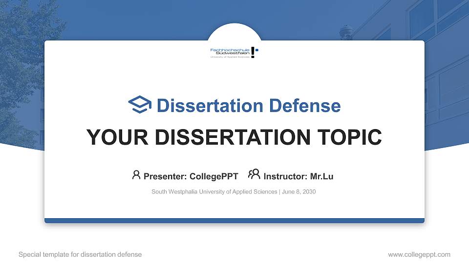South Westphalia University of Applied Sciences Graduation Thesis Defense PPT Template16:9 ratio PPT effect preview image