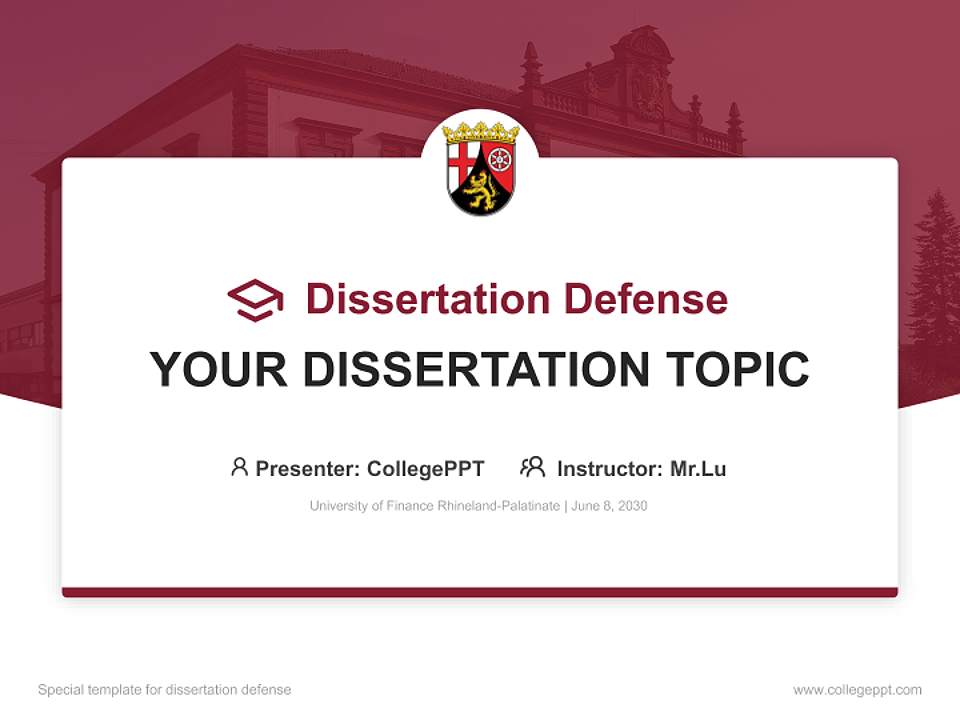 University of Finance Rhineland-Palatinate Graduation Thesis Defense PPT Template4:3 ratio PPT effect preview image7