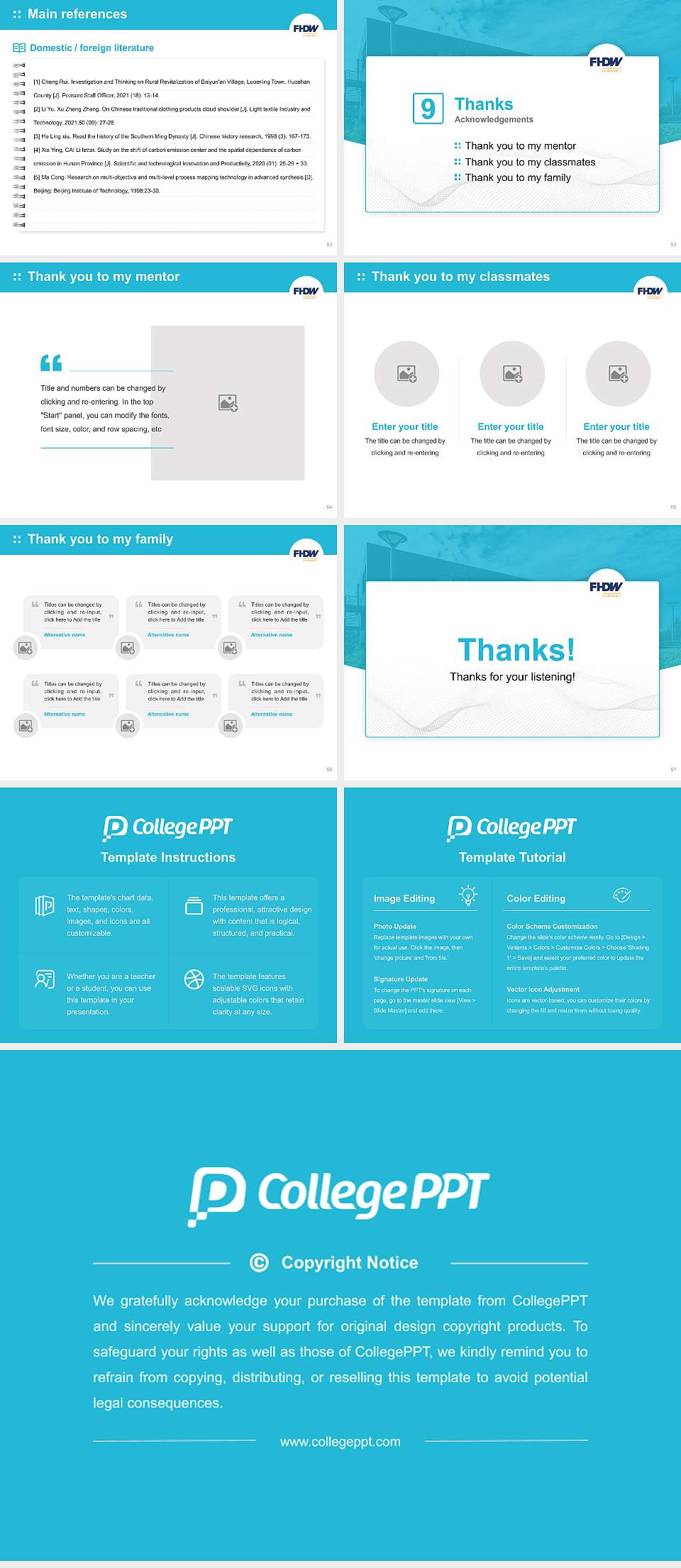 University of Applied Sciences for Business – Mettmann campus Graduation Thesis Defense PPT Template4:3 ratio PPT effect preview image7