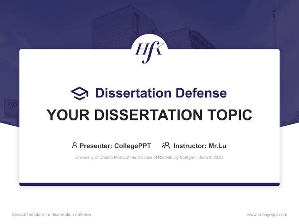 University of Church Music of the Diocese of Rottenburg-Stuttgart Graduation Thesis Defense PPT Template4:3 ratio PPT effect preview image7