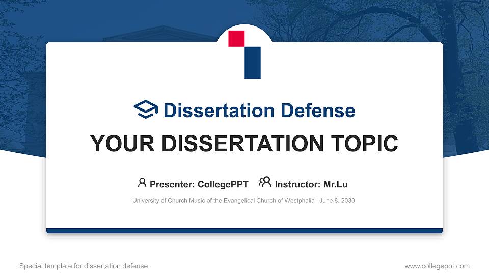 University of Church Music of the Evangelical Church of Westphalia Graduation Thesis Defense PPT Template16:9 ratio PPT effect preview image