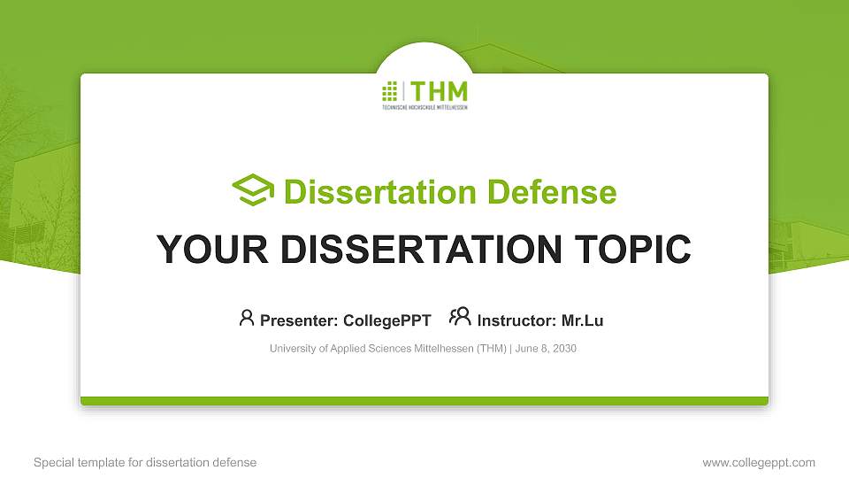 University of Applied Sciences Mittelhessen (THM) Graduation Thesis Defense PPT Template16:9 ratio PPT effect preview image
