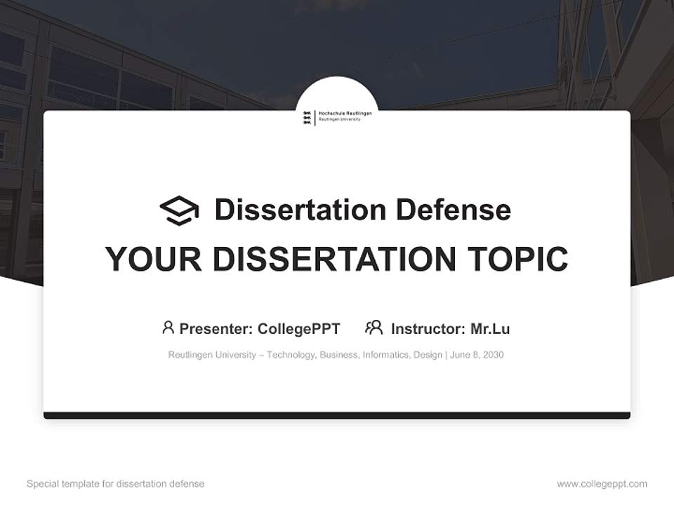 Reutlingen University – Technology, Business, Informatics, Design Graduation Thesis Defense PPT Template4:3 ratio PPT effect preview image7