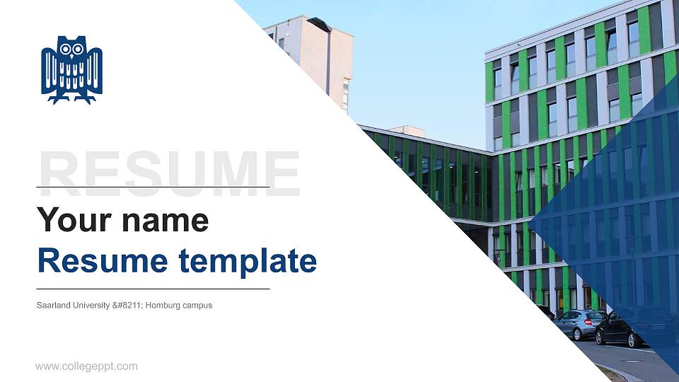 Saarland University – Homburg campus Resume PPT Template16:9 ratio PPT effect preview image