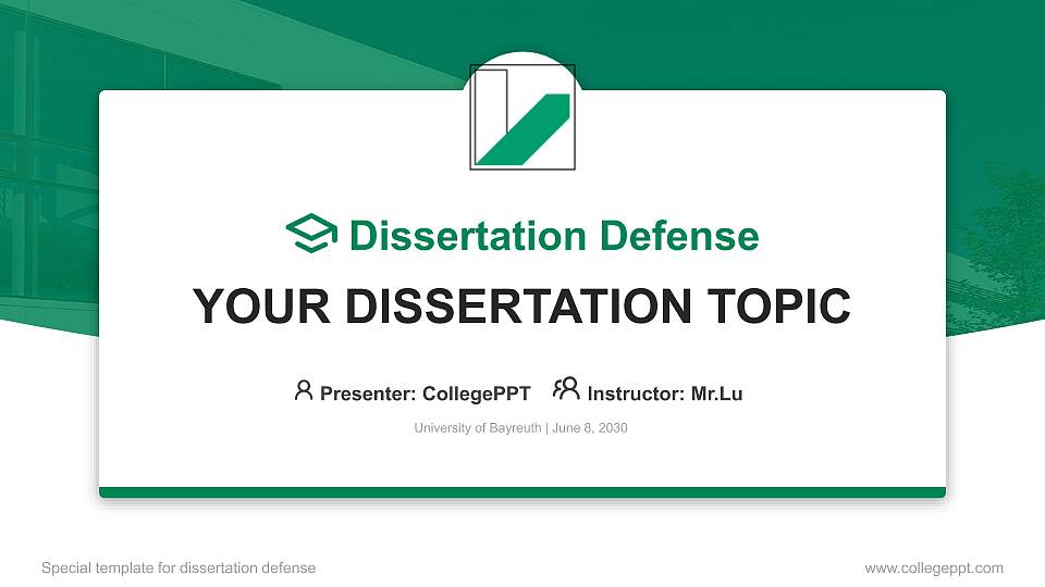 University of Bayreuth Graduation Thesis Defense PPT Template16:9 ratio PPT effect preview image