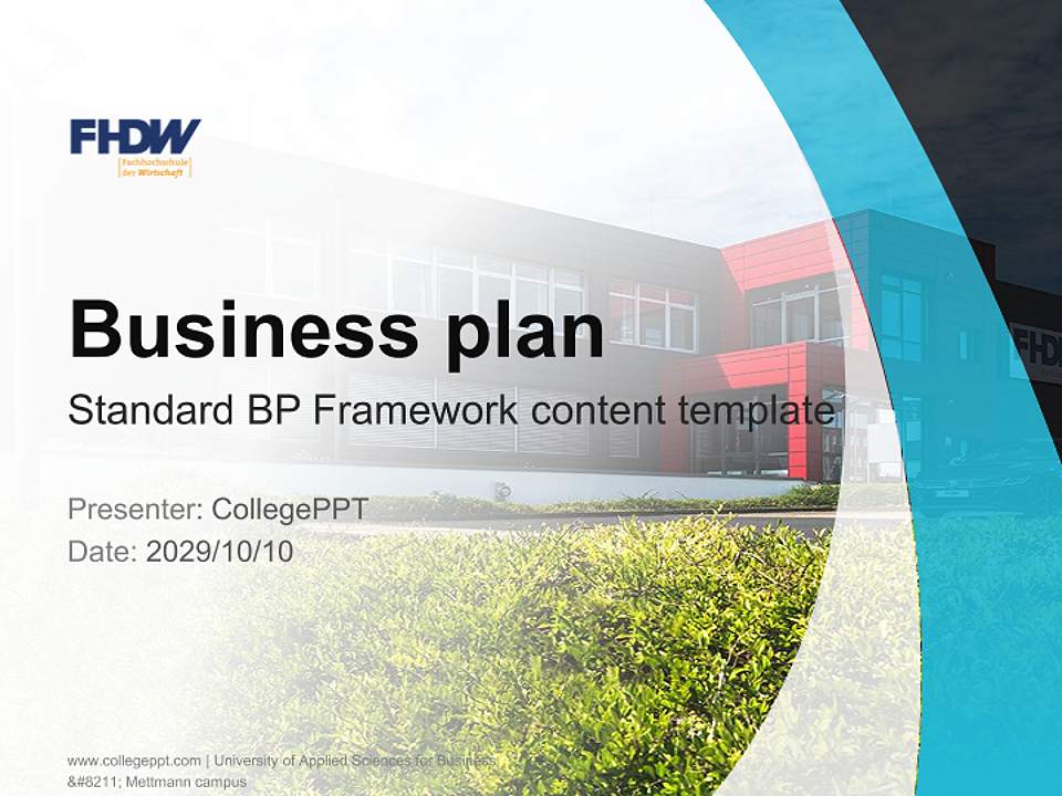 University of Applied Sciences for Business – Mettmann campus Competition/Entrepreneurship Contest PPT Template4:3 ratio PPT effect preview image9