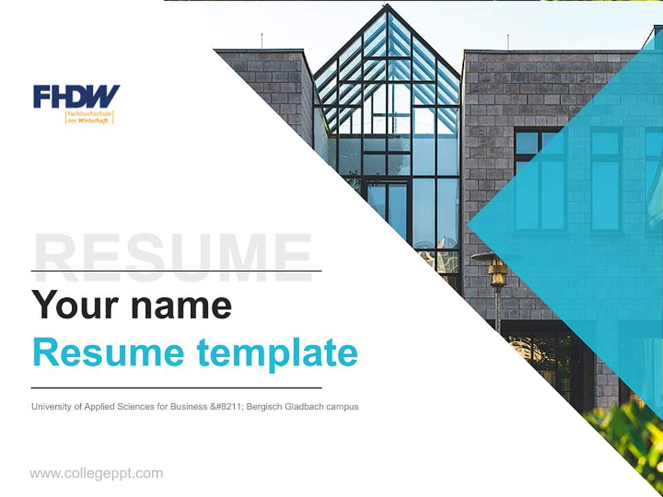 University of Applied Sciences for Business – Bergisch Gladbach campus Resume PPT Template4:3 ratio PPT effect preview image5