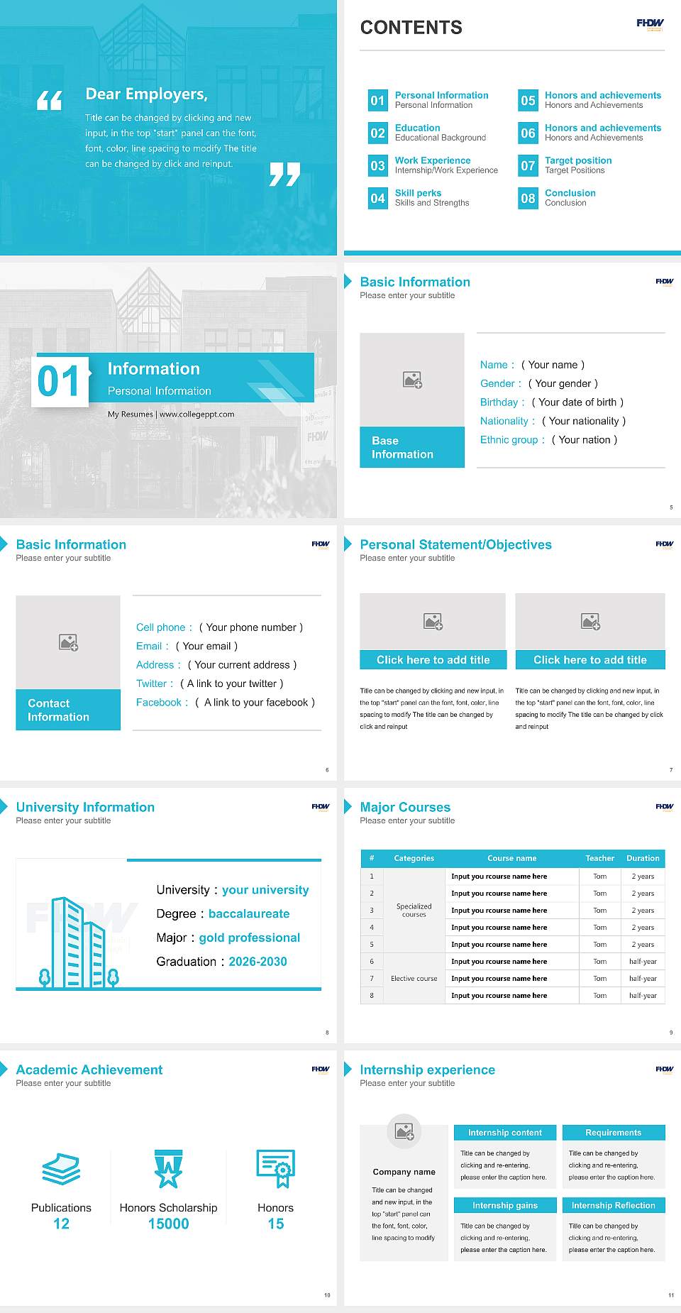 University of Applied Sciences for Business – Bergisch Gladbach campus Resume PPT Template4:3 ratio PPT effect preview image2