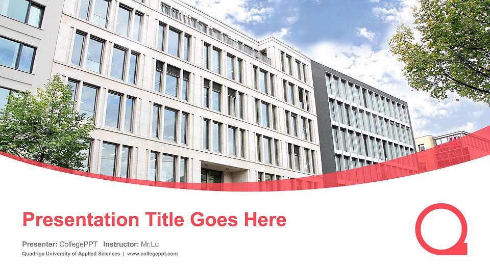 Quadriga University of Applied Sciences Course/Courseware Creation PPT Template16:9 ratio PPT effect preview image
