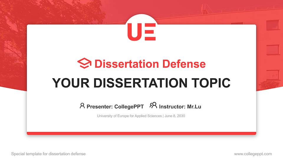 University of Europe for Applied Sciences Graduation Thesis Defense PPT Template16:9 ratio PPT effect preview image