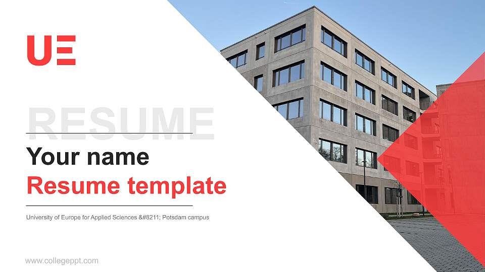 University of Europe for Applied Sciences – Potsdam campus Resume PPT Template16:9 ratio PPT effect preview image