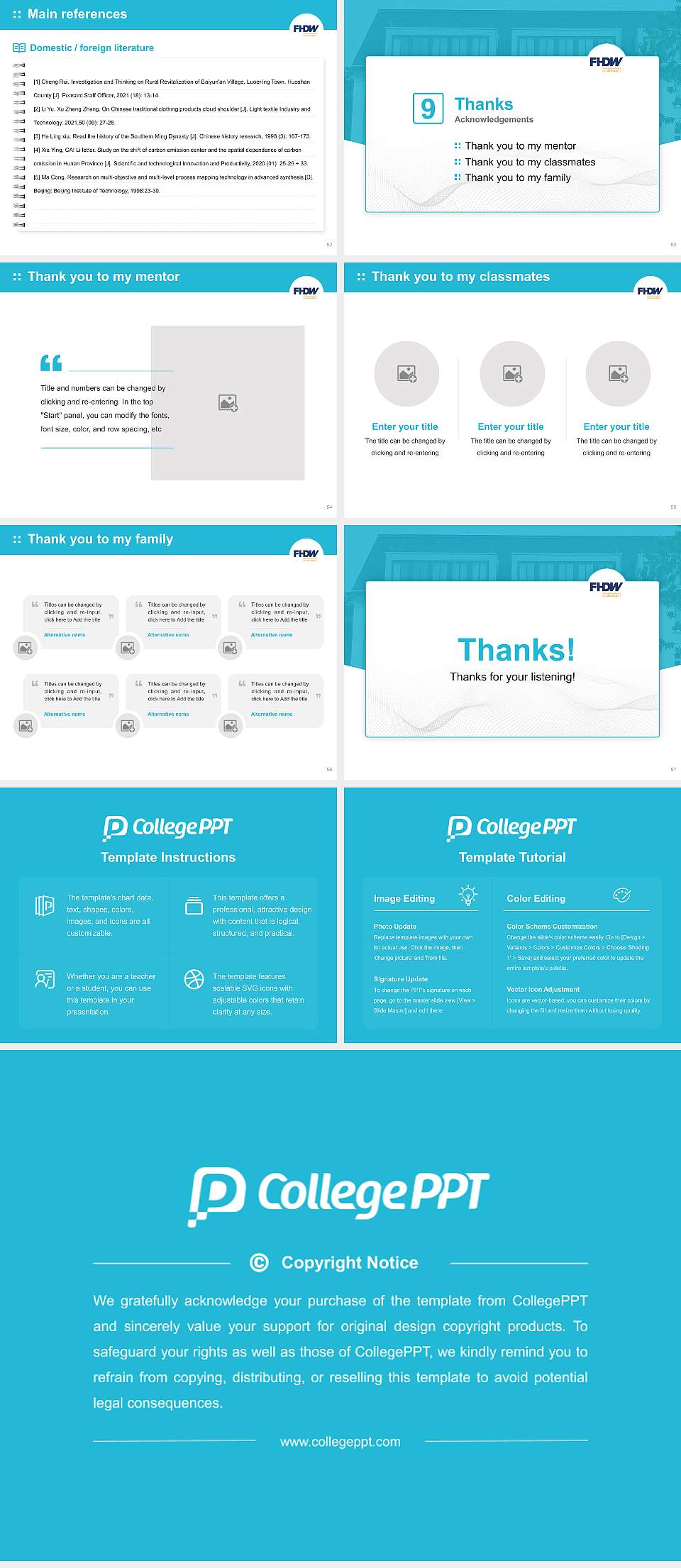 University of Applied Sciences for Business – Marburg campus Graduation Thesis Defense PPT Template4:3 ratio PPT effect preview image7