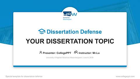 University of Applied Sciences Weserbergland Graduation Thesis Defense PPT Template